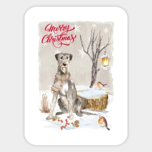 Irish Wolfhound Dog Merry Christmas Santa Dog Sticker